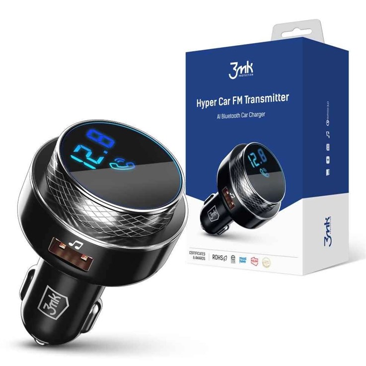 3MK Hyper Car FM Transmitter 87,5 - 99,8 MHz USB Czarny