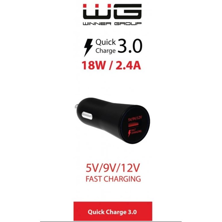 Winner Group Ładowarka samochodowa 1x USB Quick Charge QC3.0 black