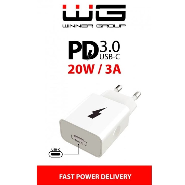 Winner Group Ładowarka sieciowa 1xUSB-C/PD 18W/5V-9V-12V white, bez kabla